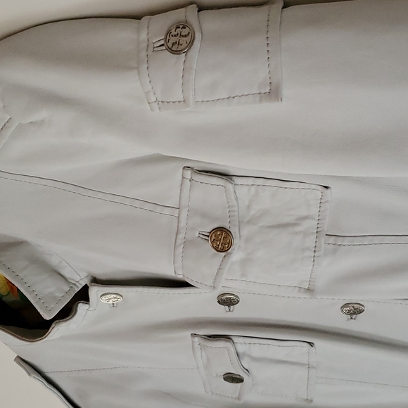 Tory Burch Winter White Sergeant Pepper Military Style Leather Jacket - Picture 6 of 16